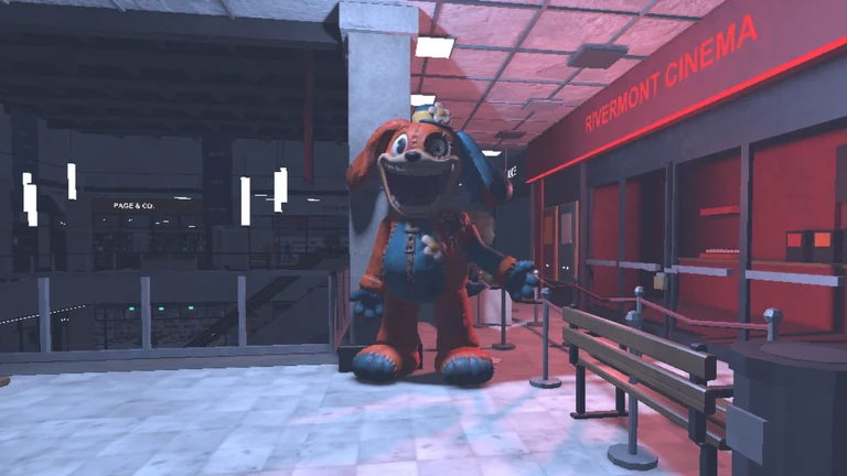Official THRESHOLD promotional artwork showing the mall and Rivermont Cinema sign